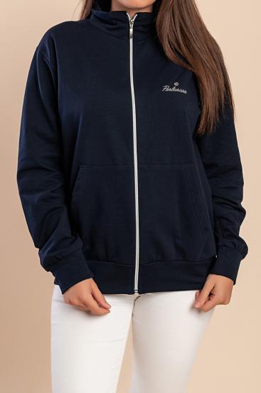 Chaqueta de algodón con cremallera, azul oscuro