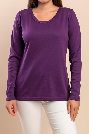 Camiseta de algodón de manga larga, color morado