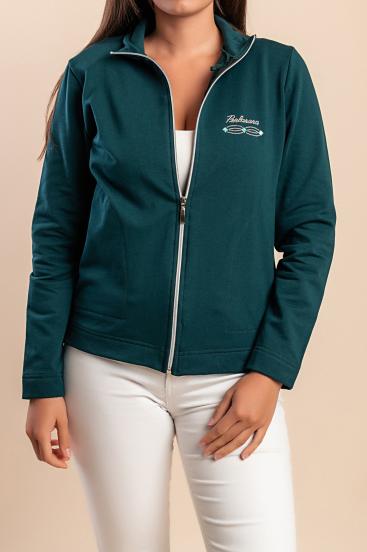 Chaqueta de algodón con cremallera, verde
