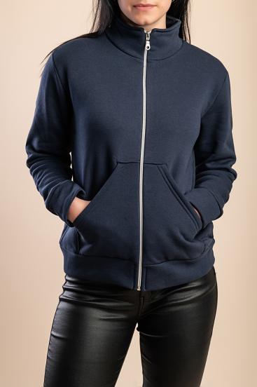 Chaqueta de algodón con cremallera, azul oscuro