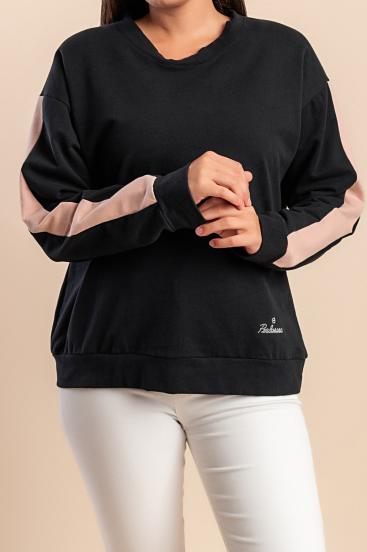 Sudadera con capucha de algodón, negra