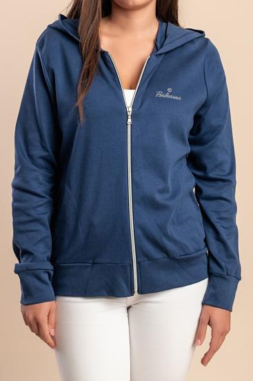 Chaqueta con cremallera de algodón, azul oscuro