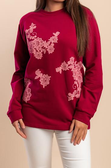 Top de algodón de manga larga, color fucsia