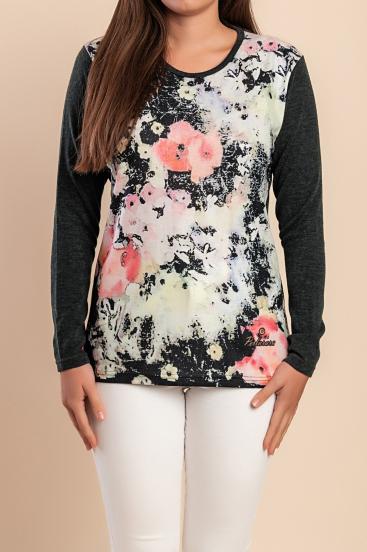 Suéter con estampado floral, verde