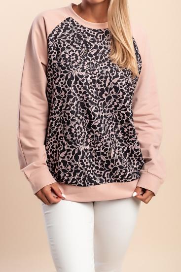Top de algodón con estampado, color rosa