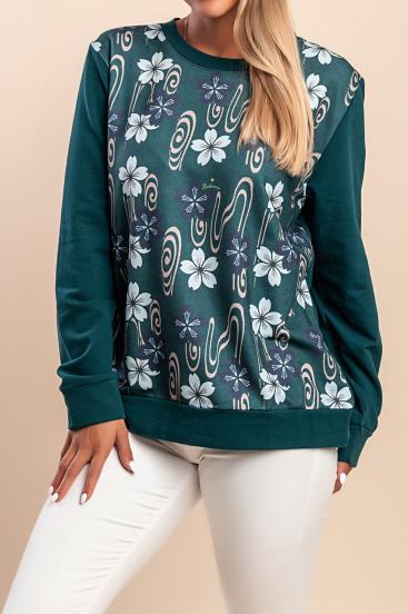 Sudadera de manga larga con estampado, verde