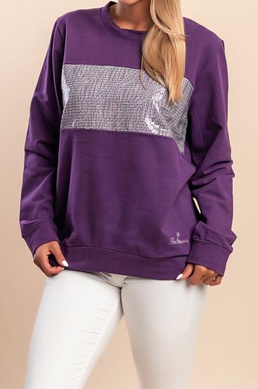 Sudadera de algodón con detalle decorativo, color morado.