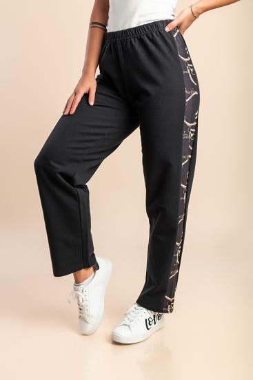 Pantalones estampados de algodón, negros