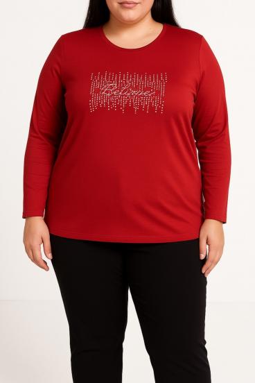Top de algodón con estampado, rojo