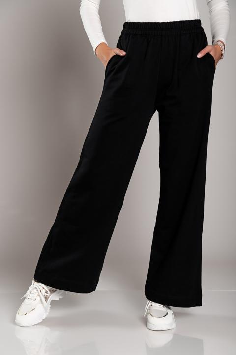 Pantalón deportivo de algodón de corte ancho Sarema, negro