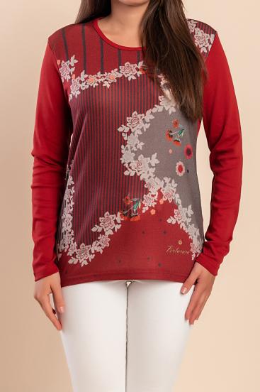 Top de algodón con estampado, rojo