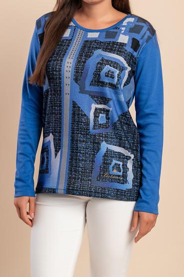 Top estampado de algodón, azul