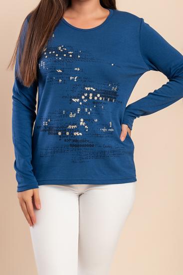 Top de algodón con estampado, azul