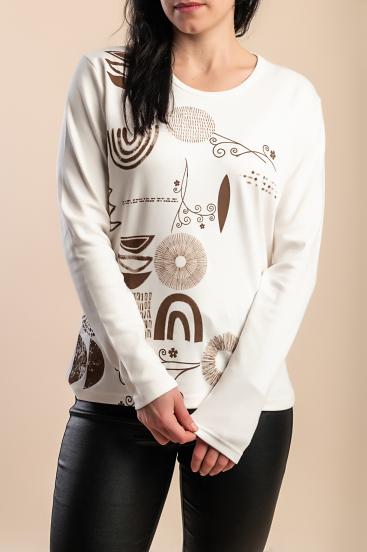Top de algodón con estampado, blanco