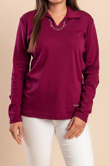 Camiseta Polo de Algodón, Burdeos