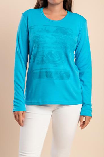 Top de algodón con estampado, azul claro