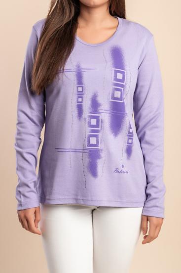 Top de algodón con estampado, morado