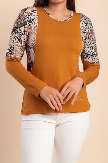 Top estampado, mostaza