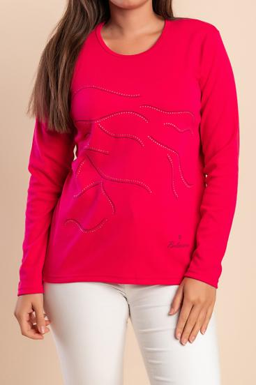Top de algodón con estampado, rosa