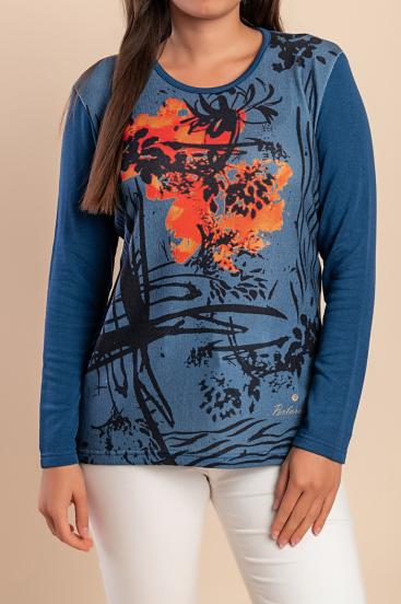 Top de algodón con estampado, azul