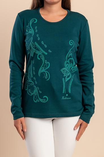 Top de algodón con estampado, verde