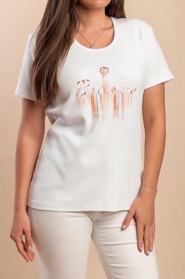 Camiseta de algodón con estampado, color blanco.