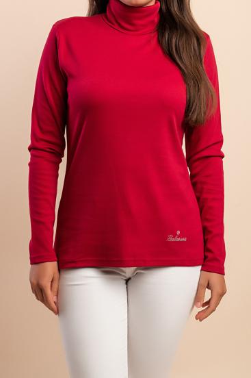 Top de viscosa con cuello alto, burdeos