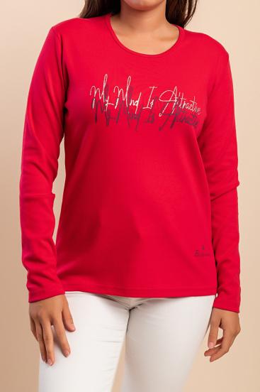 Camiseta de algodón de manga larga, color rosa