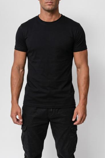 Camiseta de algodón para hombre, negra