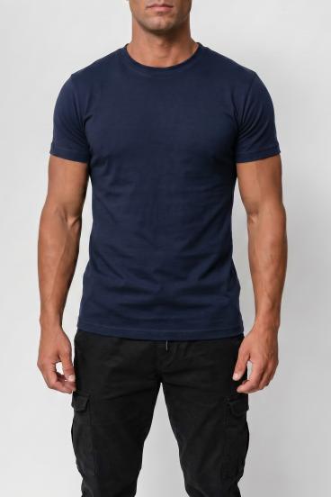 Camiseta de algodón para hombre, azul oscuro