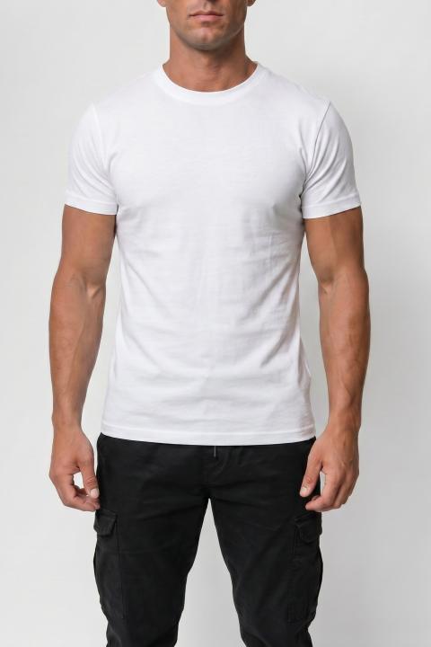 Camiseta de algodón para hombre, blanca