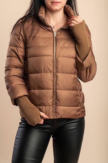 Chaqueta corta acolchada de invierno, camel