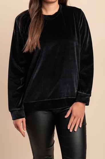 Top efecto terciopelo, negro