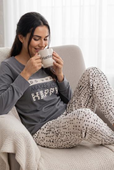 Pijama largo estampado, gris
