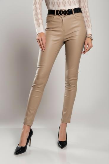Pantalones ajustados de cuero sintético Roda, caqui