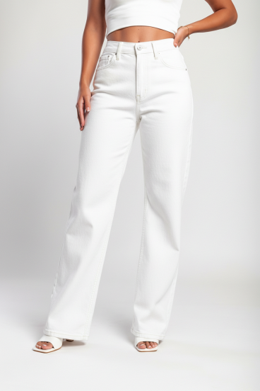 "Luxe jeans" Jeans super elásticos de talle alto con piernas anchas
