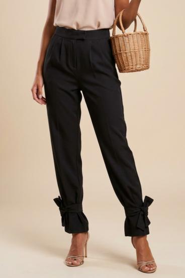 Pantalones largos elegantes de cintura alta, negros