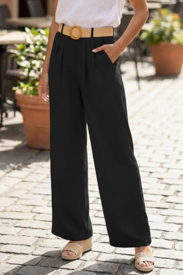 Pantalones largos con cinturilla decorativa, negro