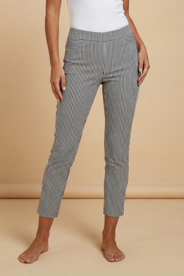 Pantalones largos elegantes con estampado de rayas, negros