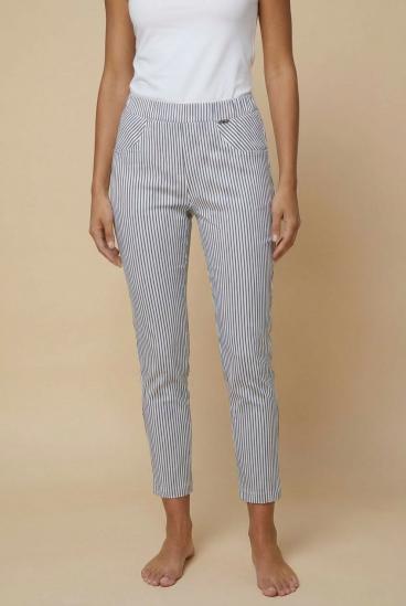 Pantalones largos elegantes con estampado de rayas, blancos