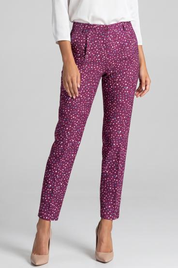 Elegantes pantalones largos de lunares, fucsia