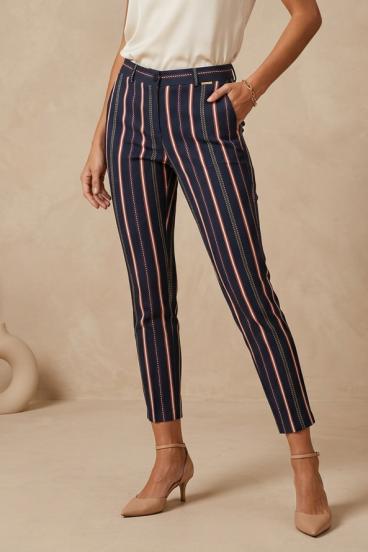 Pantalones largos elegantes a rayas, azules