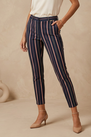 Pantalones largos elegantes a rayas, azules