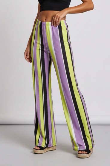 Pantalones largos elegantes a rayas, verdes