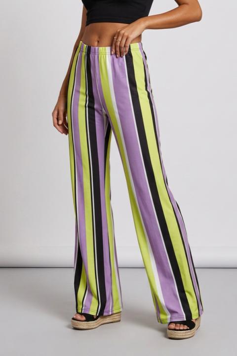 Pantalones largos elegantes a rayas, verdes