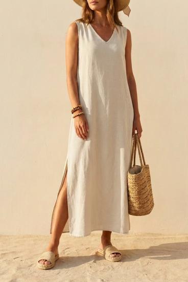 Vestido maxi suelto de viscosa, beige