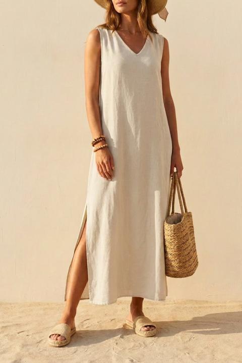 Vestido maxi suelto de viscosa, beige