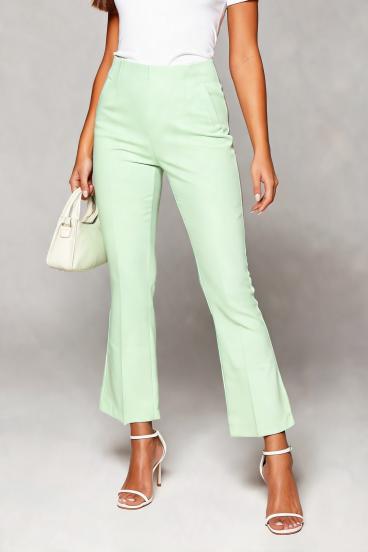 Pantalones elegantes de campana, verde claro