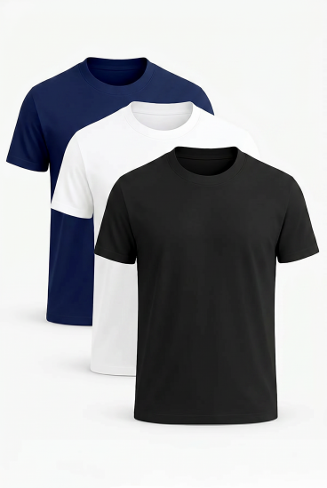 Conjunto de tres camisetas de manga corta para hombre de algodón, varios colores