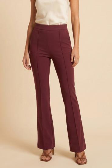 Pantalones largos acampanados con cintura alta, burdeos